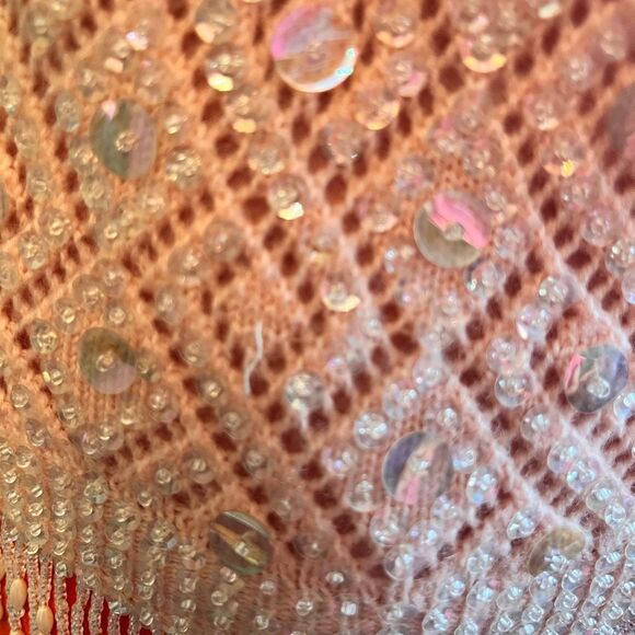 VTG 50’s Knit Top w/ Beads & Sequins| Pit 16.5” Shoulder 14”, Waist 16-18” - Picture 6 of 7